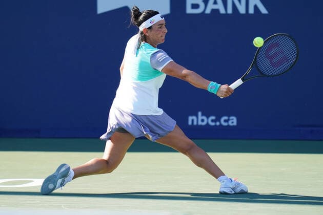 August 10, 2022, Toronto, Ontario, Canada: ONS JABEUR who held the number 5 spot on the WTA, Tennis Damen rankings was eliminated from the National Bank Open after loosing her game to Qinwen Zheng on Wednesday. Toronto Canada - ZUMAm215 20220810_zip_m215_025 Copyright: xArlynxMcAdoreyx