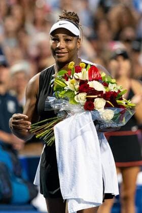 TORONTO, ON - AUGUST 10: Serena Williams reacts after her National Bank Open tennis tournament second round match on August 10, 2022, at Sobeys Stadium in Toronto, ON, Canada. (Photo by Julian Avram Icon Sportswire) TENNIS: AUG 10 National Bank Open Icon2208104099
