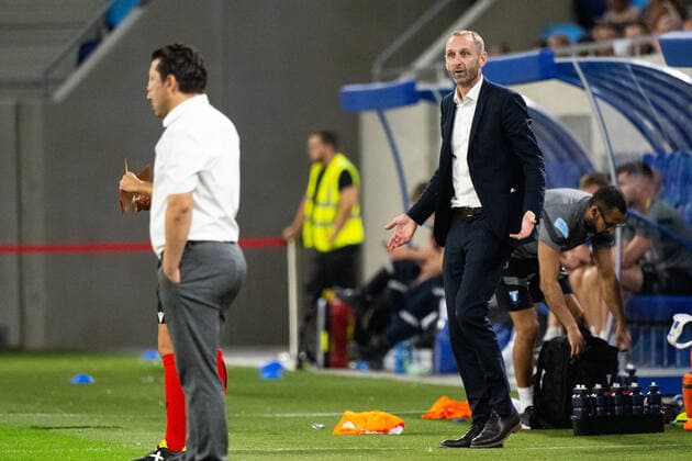 220811 Coach Andreas Georgson of Malmö FF during the UEFA Europa League qualification between Diddeleng and Malmö FF on August 11, 2022 in Luxembourg Photo Daniel Stiller BILDBYRAN kod DS DS0267 fotbol football soccer fotball uefa europa league diddeleng malmö ff bbeng,  Copyright: DANIELxSTILLER BB220811DS055