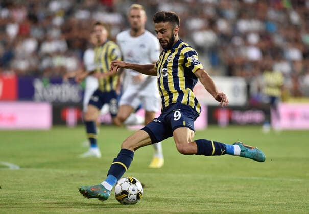 Diego Rossi of Fenerbahce in action during the European Football League third qualifying round return match: FC Slovacko vs Fenerbahce Istanbul in Uherske Hradiste, Czech Republic, August 11, 2022. (CTKxPhoto DaliborxGluck) CTKPhotoP2022081107552  dg010