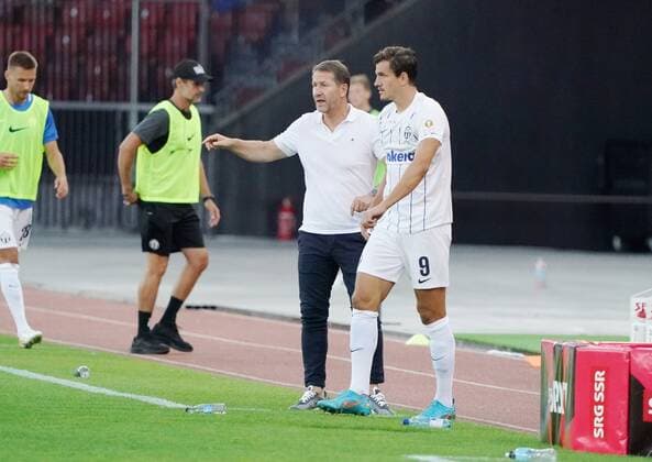Photo Manuel Geisser 11 08 2022 Stadium Letzigrund UEFA Europa League Qualification 2022 2023 FC Zuerich Linfield FC 3 0 Picture 9 Ivan Santini Franco Foda Coach FC Zuerich Action