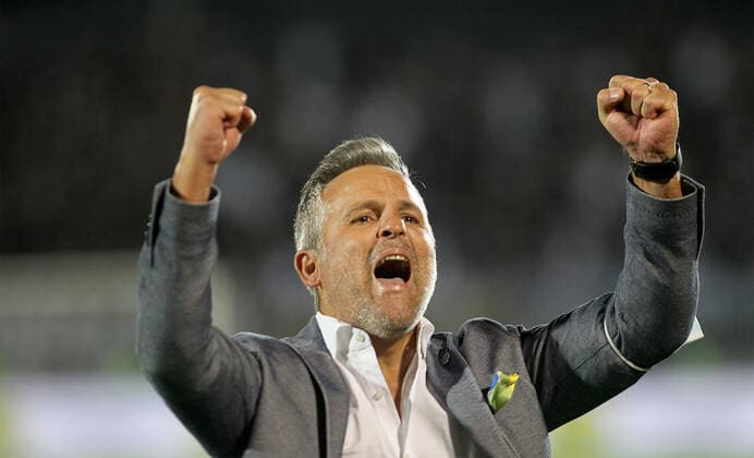 11.08.2022 Belgrade(Serbia) FK Partizan-AEK Larnaca Europa League third qualifying round men s football Xavier Roca Mateo AEK Larnaca tehnical director celebrate going in next round :