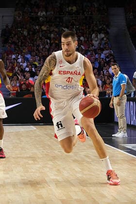 Spain V Greece - Basketball Friendly Match Juancho Hernangomez of Spain in action during the basketball friendly national match played between Spain Team and Greece Team at Wizink Center pavilion on August 11, 2022, in Madrid, Spain. Madrid Spain  Copyright: xOscarxGonzalezx originalFilename:gonzalez-notitle220811_npZRx.jpg