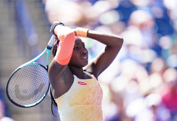 August 12, 2022, Toronto, Ontario, Canada: COCO GAUFF reacts to missing a shot during her game against Simona Halep. Halep went on to win the match, and will advance to the semi finals tomorrow in Toronto. Final Score 6-4, 7-6. Toronto Canada - ZUMAm215 20220812_zip_m215_001 Copyright: xArlynxMcAdoreyx