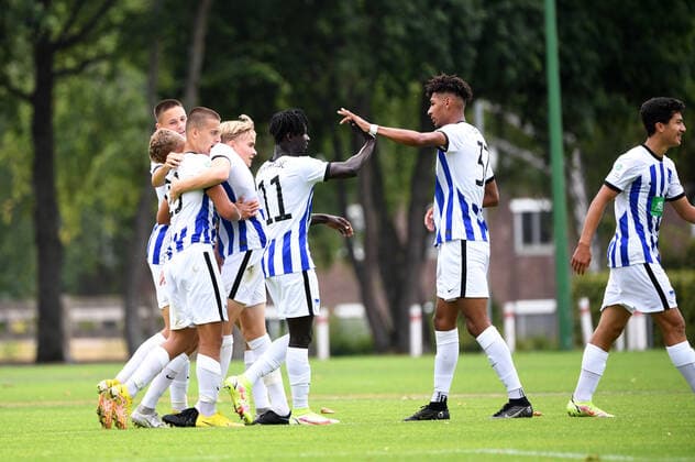 Football, A Juniors, Season 2022 2023, A Juniors Bundesliga Nord Nordost 1 Matchday , Hertha BSC U19 RB Leipzig U19, Hertha cheers after goal to 1 0 by Leander Popp U19, Hertha BSC , 13 08 2022, Copyright: xSebastianxRäppold MatthiasxKochx
