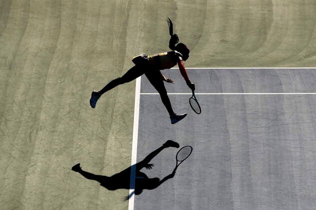 August 14, 2022, TORONTO, ON, CANADA: Coco Gauff, of the United States, serves the ball with teammate Jessica Pegula, of the united states while playing against Nicole Melichar-Martinez, of the United States and Ellen Perez, of Australia, during the National Bank Open double finals tennis tournament in Toronto on Sunday, August 14, 2022. Canada News - August 14, 2022 - ZUMAc35_ 20220814_zaf_c35_153 Copyright: xNathanxDenettex