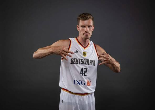 Basketball Cologne 08 08 2022 German national basketball team men squad for Eurobasket 2022 Andreas Obst Germany, No 42