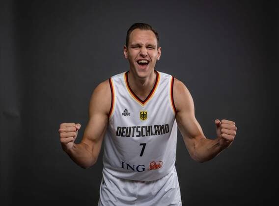 Basketball Cologne 08 08 2022 German national basketball team men squad for Eurobasket 2022 Johannes Voigtmann Germany, No 07