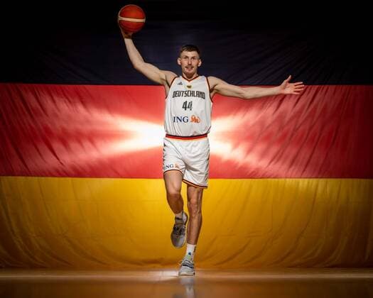 Basketball Cologne 08 08 2022 German Basketball National Team Men Men Squad for Eurobasket 2022 European Championship David Krämer Germany, No 44 Kraemer Kramer