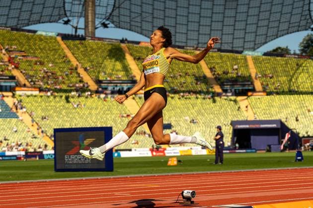 Bilder des Jahres 2022, Sport 08 August Sport Themen der Woche KW33 MIHAMBO Malaika (GER), Long Jump Women (Weitsprung Frauen) GER, Athletics (Leichtathletik), European Championships Munich 2022, 16.08.2022, GER, Athletics (Leichtathletik), European Championships Munich 2022, 16.08.2022 Muenchen *** MIHAMBO Malaika GER , Long Jump Women Long Jump Women GER, Athletics Leichtathletik , European Championships Munich 2022, 16 08 2022, GER, Athletics Leichtathletik , European Championships Munich 2022, 16 08 2022 Muenchen Copyright: xEibner-Pressefotox EP_SMR