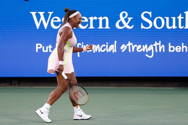 CINCINNATI, OH - AUGUST 16: Serena Williams of the United States reacts during the Western & Southern Open on August 16, 2022, at the Lindner Family Tennis Center in Mason, OH. (Photo by Ian Johnson Icon Sportswire) TENNIS: AUG 16 Western & Southern Open Icon220816011