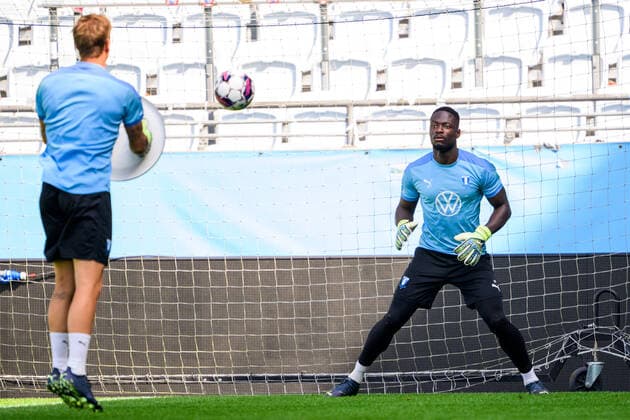 220817 Goalkeeper Ismael Diawara during a training session with Malmö FF on August 17, 2022 in Malmö Photo Ludvig Thunman BILDBYRAN code LT LT0396 football football soccer fotball uefa europa league training practice training malmö ff bbeng play off,  Copyright: LUDVIGxTHUNMAN BB220817LT076
