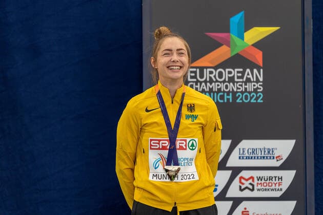 LUECKENKEMPER Gina GER , 100 meter Women 100m Women , Gold GER, Athletics Leichtathletik , European Championships Munich 2022, 17 08 2022, GER, Athletics Leichtathletik , European Championships Munich 2022, 17 08 2022 Muenchen Copyright: xEibner-Pressefotox EP_SMR