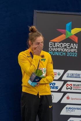 LUECKENKEMPER Gina GER , 100 meter Women 100m Women , Gold GER, Athletics Leichtathletik , European Championships Munich 2022, 17 08 2022, GER, Athletics Leichtathletik , European Championships Munich 2022, 17 08 2022 Muenchen Copyright: xEibner-Pressefotox EP_SMR
