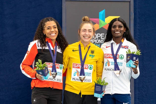 LUECKENKEMPER Gina GER , 100 meter Women 100m Women , Gold GER, Athletics Leichtathletik , European Championships Munich 2022, 17 08 2022, GER, Athletics Leichtathletik , European Championships Munich 2022, 17 08 2022 Muenchen Copyright: xEibner-Pressefotox EP_SMR