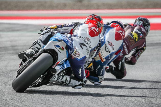 MOTORSPORTS - MotoGP, GP of Austria 2022 SPIELBERG,AUSTRIA,19.AUG.22 - MOTORSPORTS - Moto2, Grand Prix of Austria, Red Bull Ring, free practice. Image shows Gabriel Rodrigo (ARG Pertamina Mandalika SAG Team), Bo Bendsneyder (NED Pertamina Mandalika SAG Team) and Tony Arbolino (ITA ELF Marc VDS Racing Team).  GEPAxpictures xManfredxBinder