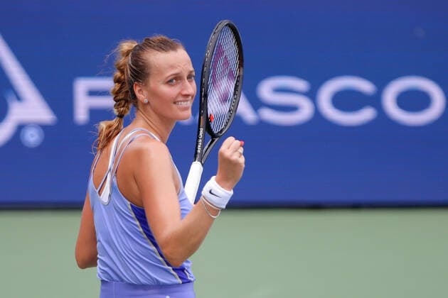 CINCINNATI, OH - AUGUST 20: Petra Kvitova of the Czech Republic reacts after defeating opponent Madison Keys of the United States during the semifinal match at the Western & Southern Open on August 20, 2022, at the Lindner Family Tennis Center in Mason, OH. (Photo by Ian Johnson Icon Sportswire) TENNIS: AUG 20 Western & Southern Open Icon220820019