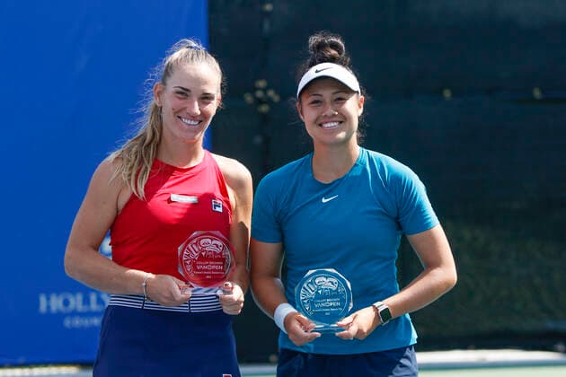 August 20, 2022: 20 08 2022 - VANCOUVER,BC - AUGUST 20 : Double Womens Champions Muyi Kato(JPN) Asia Muhammad (USA) def Timea Babos(HUN) Angela Kulikov(USA) during day eitght of 2022 Odlum Brown VanOpen at Hollyburn Country Club on August 20, 2022, in West Vancouver,British Columbia,Canada.( Pximages - ZUMAp175 20220820_zsa_p175_028 Copyright: xClelioxTomazx