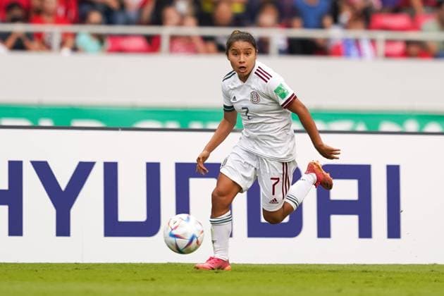 San Jose, Costa Rica, August 20th 2022: Natalia Mauleon (7 Mexico) controls the ball during the FIFA U20 Womens World Cup Costa Rica 2022 quarterfinal football match between Spain and Mexico at Estadio Nacional in San Jose, Costa Rica. (Daniela Porcelli SPP) Copyright: xDanielaxPorcellix xSPPx spp-en-DaPoSp-20220820-JDP06572
