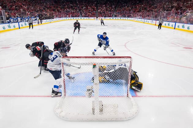220820 Kent Johnson of Canada scores the game winning 3 2 goal in overtime behind goaltender Juha Jatkola of Finland during the 2022 IIHF World Junior Championship final between Canada and Finland on August 20, 2022 in Edmonton Photo Joel Marklund BILDBYRAN kod JM JM0370 bbeng ishockey ice hockey jvm junior vm u20 2022 iihf world junior championship world juniors final canada kanada finland,  Copyright: JOELxMARKLUND BB220820JM160