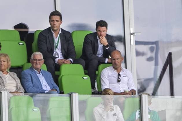 GRONINGEN, Euroborg Stadium, 21-08-2022 , season 2022 2023 , Dutch Eredivisie. during the match Groningen - Go Ahead Eagles, final result 1-0, Groningen CEO Wouter Guide, technical manager Mark-Jan Fledderus, Arjen Robben Groningen - Go Ahead Eagles  x17896861x Copyright:
