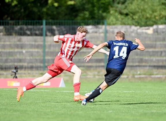 Football, U 19, season 2022 23, A Junioren Bundesliga, Staffel Nord Nordost 2 matchday , 1 FC Union Berlin Hamburger SV, v l Mathis Bruns U19, 1 FC Union Berlin , Benjamin William Lamce, 21 08 2022, Copyright: xMatthiasxKochx
