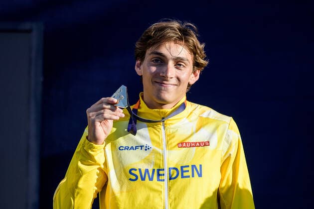 220821 Armand Duplantis of Sweden celebrates at the medal ceremony for men?s pole vault during day 11 of the European Championships on August 21, 2022 in Munich Photo Vegard Grott BILDBYRAN code VG VG0339 athletics athletics athletics European Championships em em 2022 european championships munich 2022 munchen em day 11 bbeng jubel celebration em gold pole vault pole vault sweden sweden,  Copyright: VEGARDxGRoTT BB220821VG001