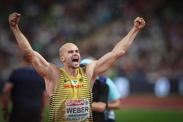 Bilder des Jahres 2022, Sport 08 August Sport Themen der Woche KW33 European Championships Munich22; Leichtathletik, 21.08.2022 Julian Weber (GER) freut sich - European Championships Munich22 am 21.08.22 im Olympiastadion in Muenchen, Deutschland. *** European Championships Munich22 Athletics, 21 08 2022 Julian Weber GER looks forward European Championships Munich22 on 21 08 22 at the Olympic Stadium in Munich, Germany Copyright: xBEAUTIFULxSPORTS AxelxKohringx