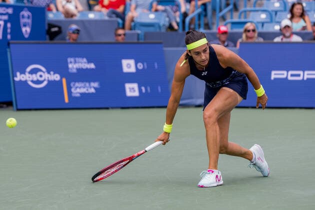 August 21, 2022, Mason, Ohio, USA: Caroline Garcia (FRA) is unable to reach a shot to the corner during the championship of the Western and Southern Open at the Lindner Family Tennis Center, Mason, Oh. Mason USA - ZUMAs304 20220821_zaf_s304_023 Copyright: xScottxStuartx
