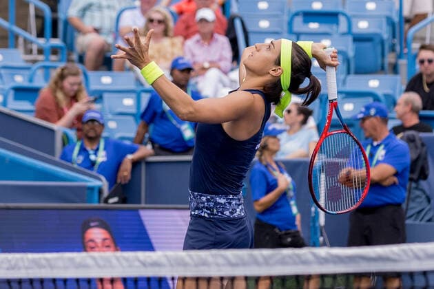 August 21, 2022, Mason, Ohio, USA: Caroline Garcia (FRA) warms up prior to the championship of the Western and Southern Open at the Lindner Family Tennis Center, Mason, Oh. Mason USA - ZUMAs304 20220821_zaf_s304_026 Copyright: xScottxStuartx