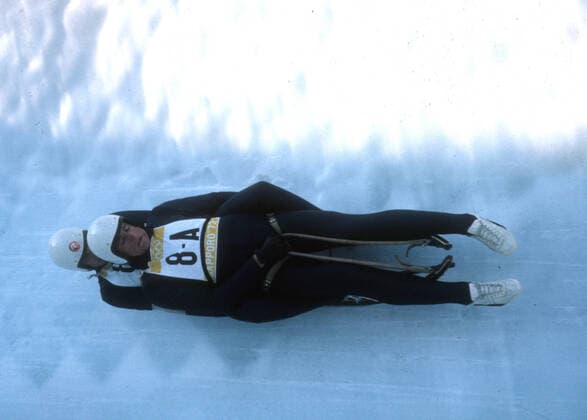 Winterolympiade Sapporo 1972 Die Olympiasieger Paul Hildgartner (rechts) und Walter Plaikner in Aktion im Rodeln Doppelsitzer der Männer 07.02.1972 *** Winter Olympics Sapporo 1972 Olympic champions Paul Hildgartner right and Walter Plaikner in action in the mens doubles luge 07 02 1972 HM