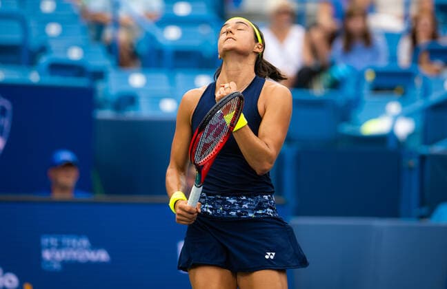 August 21, 2022, CINCINNATI, UNITED STATES: Caroline Garcia of France in action during the final of the 2022 Western & Southern Open WTA, Tennis Damen 1000 tennis tournament against Petra Kvitova of the Czech Republic CINCINNATI UNITED STATES - ZUMAa181 20220821_zaa_a181_139 Copyright: xRobxPrangex