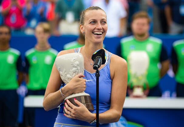 August 21, 2022, CINCINNATI, UNITED STATES: Petra Kvitova of the Czech Republic during the trophy ceremony after the final of the 2022 Western & Southern Open WTA, Tennis Damen 1000 tennis tournament against Caroline Garcia of France CINCINNATI UNITED STATES - ZUMAa181 20220821_zaa_a181_151 Copyright: xRobxPrangex