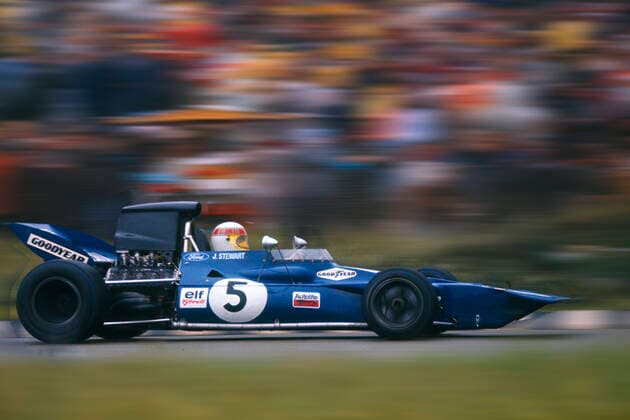Jackie Stewart fährt im Tyrrell 003-Ford Cosworth DFV 3.0 V8 auf dem circuit Zandvoort um den GP der Niederlande 1971 *** Jackie Stewart drives in the Tyrrell 003 Ford Cosworth DFV 3 0 V8 on the circuit Zandvoort for the GP of the Netherlands 1971
