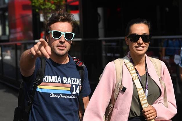 Alpine s Spanish driver Fernando Alonso and his grirlfriend Austrian journalist Andrea Schlager arrive ahead of this weekend s Spa-Francorchamps Formula One Grand Prix of Belgium race, in Spa-Francorchamps, Thursday 25 August 2022. DIRKxWAEM  x40835805x