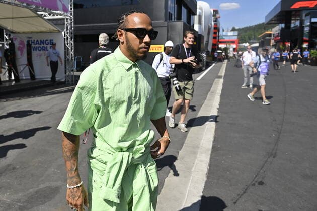 Mercedes British driver Lewis Hamilton arrives at preparations ahead of this weekend s Spa-Francorchamps Formula One Grand Prix of Belgium race, in Spa-Francorchamps, Thursday 25 August 2022. DIRKxWAEM  x40843487x