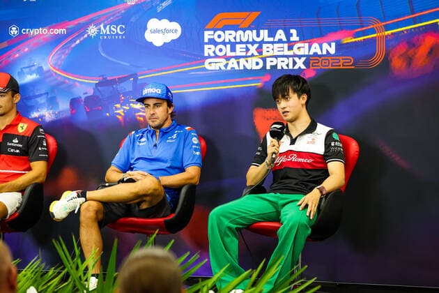 ALONSO Fernando (spa), Alpine F1 Team A522, ZHOU Guanyu (chi), Alfa Romeo F1 Team ORLEN C42, portrait during the Formula 1 Rolex Belgian Grand Prix 2022, 14th round of the 2022 FIA Formula One World Championship, WM, Weltmeisterschaft from August 26 to 28, 2022 on the Circuit de Spa-Francorchamps, in Francorchamps, Belgium - F1 - BELGIAN GRAND PRIX 2022 DPPI Panoramic  20220825_GOOD2611