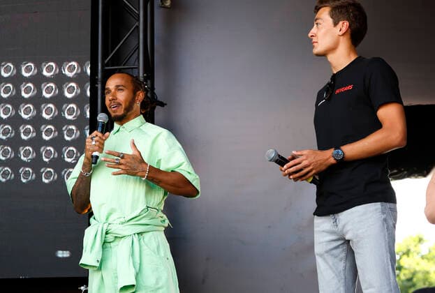 44 Lewis Hamilton GBR, Mercedes AMG Petronas F1 Team , 63 George Russell GBR, Mercedes AMG Petronas F1 Team , F1 Grand Prix of Belgium at Circuit de Spa Francorchamps on August 25, 2022 in Spa Francorchamps, Belgium Photo by HOCH ZWEI Spa Francorchamps Belgium
