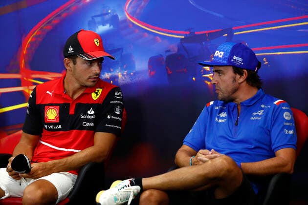 16 Charles Leclerc MCO, Scuderia Ferrari , 14 Fernando Alonso ESP, BWT Alpine F1 Team , F1 Grand Prix of Belgium at Circuit de Spa Francorchamps on August 25, 2022 in Spa Francorchamps, Belgium Photo by Sam Bloxham Motorsport Images DPPI via HOCH ZWEI Spa Francorchamps Belgium