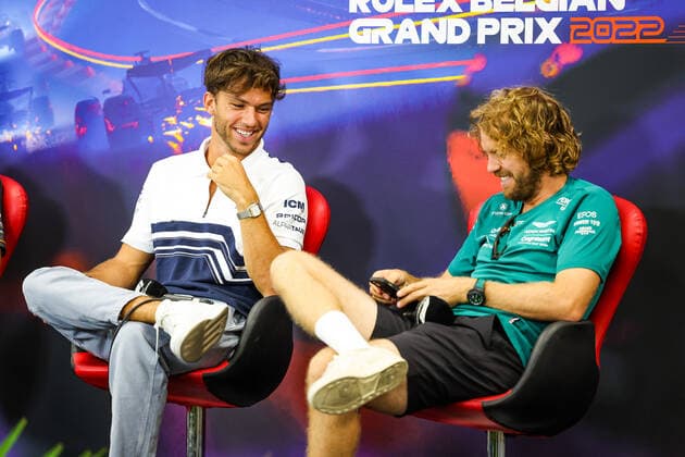 GASLY Pierre (fra), Scuderia AlphaTauri AT03, VETTEL Sebastian (ger), Aston Martin F1 Team AMR22, portrait during the Formula 1 Rolex Belgian Grand Prix 2022, 14th round of the 2022 FIA Formula One World Championship, WM, Weltmeisterschaft from August 26 to 28, 2022 on the Circuit de Spa-Francorchamps, in Francorchamps, Belgium - F1 - BELGIAN GRAND PRIX 2022 DPPI Panoramic  20220825_GOOD2821