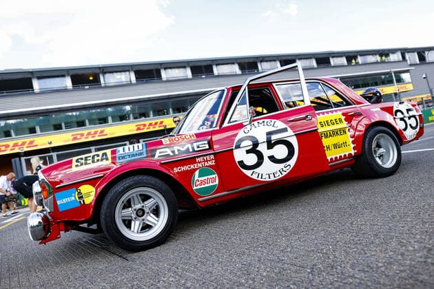 300 SEL 6.8 AMG, so-called the Red Pig during the Formula 1 Rolex Belgian Grand Prix 2022, 14th round of the 2022 FIA Formula One World Championship, WM, Weltmeisterschaft from August 26 to 28, 2022 on the Circuit de Spa-Francorchamps, in Francorchamps, Belgium - F1 - BELGIAN GRAND PRIX 2022 DPPI Panoramic  00122033__DE_7067.JPG_