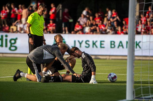 Silkeborg IF v HJK Helsinki, UEFA Europa League qualification, Silkeborg, Denmark Silkeborg, Denmark. 25th, August 2022. Goalkeeper Conor Hazard (1) of HJK Helsinki seen during the UEFA Europa League qualification match between Silkeborg IF and HJK Helsinki at JYSK Park in Silkeborg. Silkeborg Denmark  Copyright: xGonzalesxPhoto MortenxKjaerx