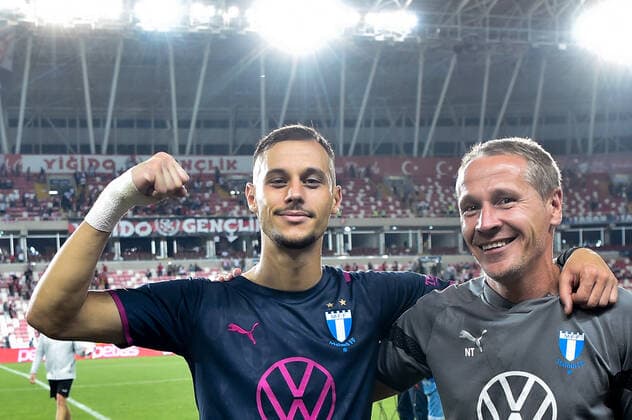 220825 Veljko Birmancevic of Malmö FF celebrates after the UEFA Europa League play off match between Sivasspor and Malmö FF on August 25, 2022 in Sivas Photo Christian Örnberg BILDBYRAN COP 166 CO0221 football football soccer fotball uefa europa league play off sivasspor malmö ff bbeng jubel,  Copyright: CHRISTIANxÖRNBERG BB220825CO063