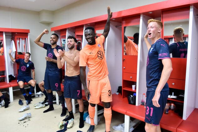 220825 Isaac Kiese Thelin, Erdal Rakip, goalkeeper Ismael Diawara and Hugo Larsson celebrate after the UEFA Europa League play off match between Sivasspor and Malmö FF on August 25, 2022 in Sivas Photo Christian Örnberg BILDBYRAN COP 166 CO0221 football football soccer fotball uefa europa league play off sivasspor malmö ff bbeng jubel,  Copyright: CHRISTIANxÖRNBERG BB220825CO069