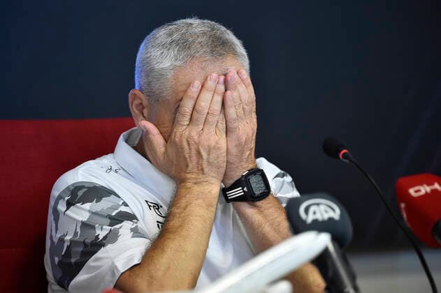 220825 Head coach RÄ±za Ã?alÄ±mbay of Sivasspor on a press conference after the UEFA Europa League play off match between Sivasspor and Malmö FF on August 25, 2022 in Sivas Photo Christian Örnberg BILDBYRAN COP 166 CO0221 europa football football soccer fotball uefa league play off sivasspor malmö ff bbeng,  Copyright: CHRISTIANxÖRNBERG BB220825CO079