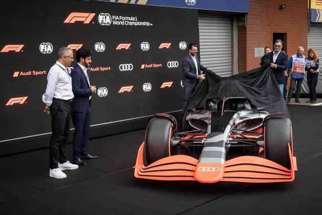 SPA-FRANCORCHAMPS, BELGIUM - AUGUST 26 : Audi arrived in F1 during the F1 race of the Belgian Formula One Grand Prix Spa Francorchamps on August 26, 2022 in Spa-Francorchamps, Belgium, 26 08 2022 ( Belgian Grand Prix Formula One 2022 PhotoNews Panoramic 