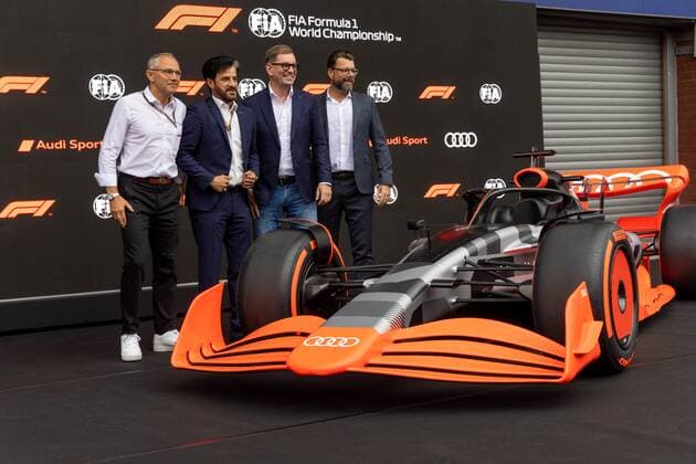 SPA-FRANCORCHAMPS, BELGIUM - AUGUST 26 : Audi arrived in F1 during the F1 race of the Belgian Formula One Grand Prix Spa Francorchamps on August 26, 2022 in Spa-Francorchamps, Belgium, 26 08 2022 ( Belgian Grand Prix Formula One 2022 PhotoNews Panoramic 