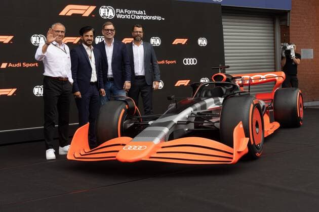 SPA-FRANCORCHAMPS, BELGIUM - AUGUST 26 : Audi arrived in F1 during the F1 race of the Belgian Formula One Grand Prix Spa Francorchamps on August 26, 2022 in Spa-Francorchamps, Belgium, 26 08 2022 ( Belgian Grand Prix Formula One 2022 PhotoNews Panoramic 