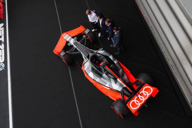 Audi unveiling a show car to announce their entry to F1 in 2026 during the Formula 1 Rolex Belgian Grand Prix 2022, 14th round of the 2022 FIA Formula One World Championship, WM, Weltmeisterschaft from August 26 to 28, 2022 on the Circuit de Spa-Francorchamps, in Francorchamps, Belgium - F1 - BELGIAN GRAND PRIX 2022 DPPI Panoramic  00122033_AV6_9342