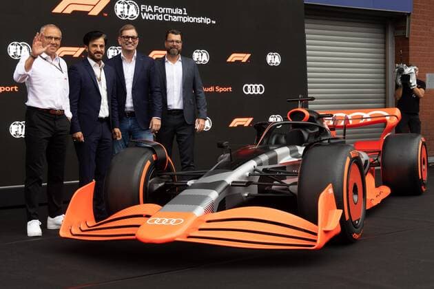 SPA-FRANCORCHAMPS, BELGIUM - AUGUST 26 : Audi arrived in F1 during the F1 race of the Belgian Formula One Grand Prix Spa Francorchamps on August 26, 2022 in Spa-Francorchamps, Belgium, 26 08 2022 ( Belgian Grand Prix Formula One 2022 PhotoNews Panoramic 